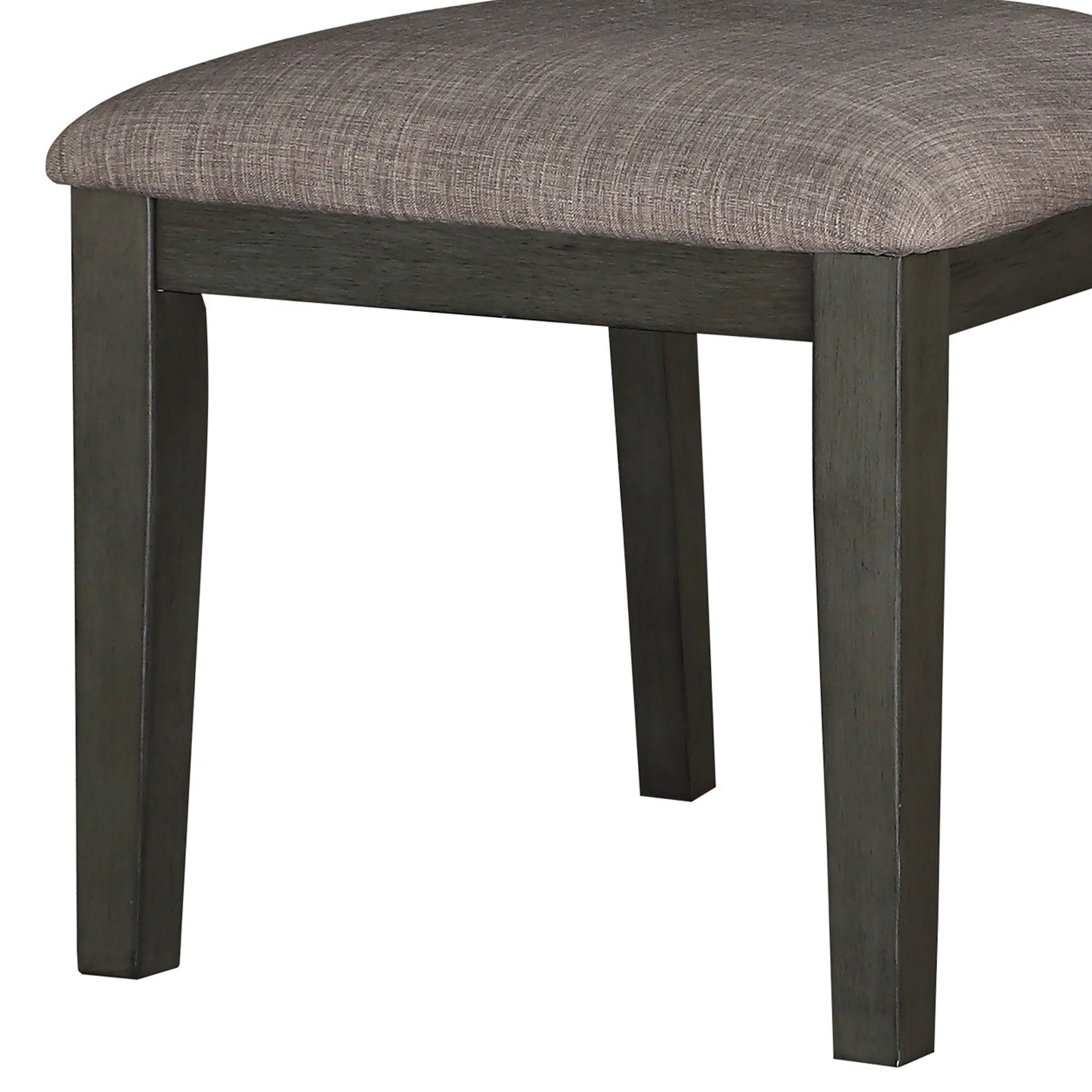Transitional Wooden Side Chair With Fabric Padded Seat Ladder Backrest,Gray By Benzara - Image 3