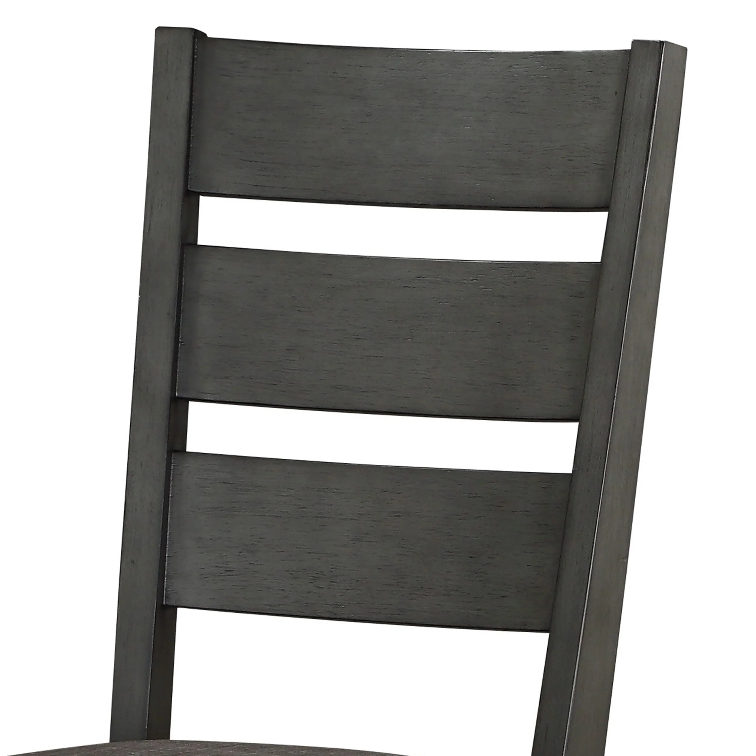 Transitional Wooden Side Chair With Fabric Padded Seat Ladder Backrest,Gray By Benzara - Image 4