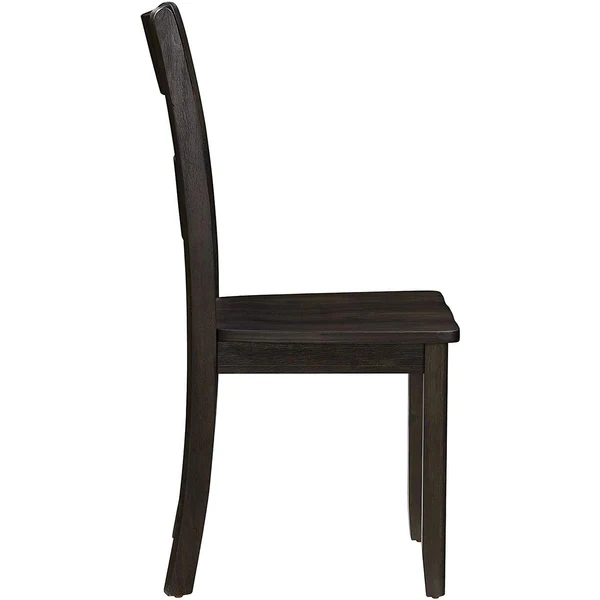 Transitional Wooden Side Chair with Ladder Backrest, Set of 2, Dark Brown - BM221384 By Benzara - Image 3