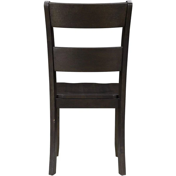Transitional Wooden Side Chair with Ladder Backrest, Set of 2, Dark Brown - BM221384 By Benzara - Image 5