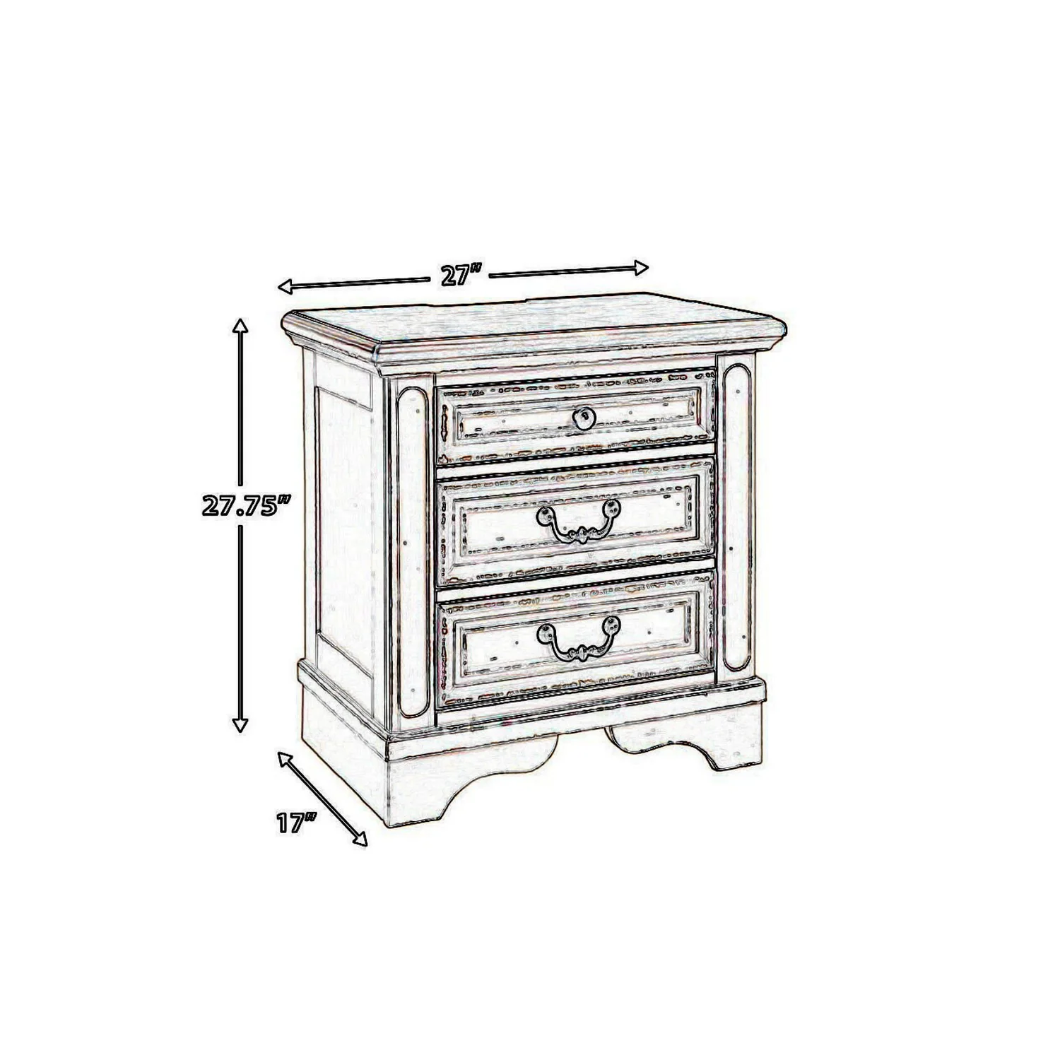 Transitional Wooden Three Drawer Nightstand With Open Platform Top, White By Benzara - Image 3