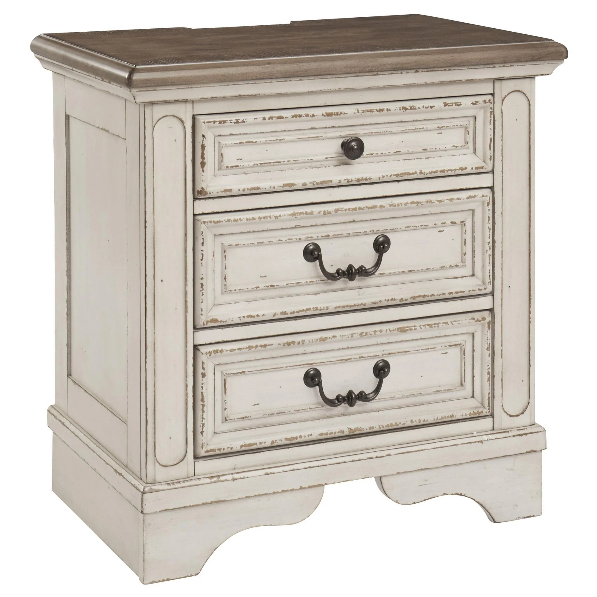 Transitional Wooden Three Drawer Nightstand With Open Platform Top, White By Benzara - Image 5