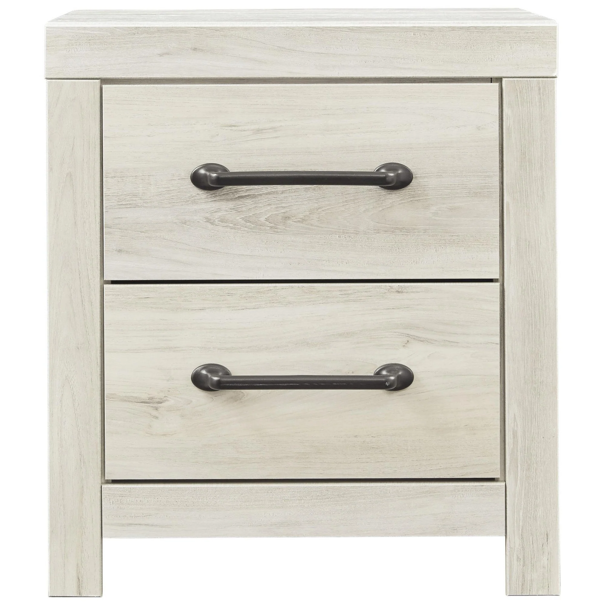 Transitional Wooden Two Drawer Setup Nightstand With Bar Handles, White By Benzara - Image 5