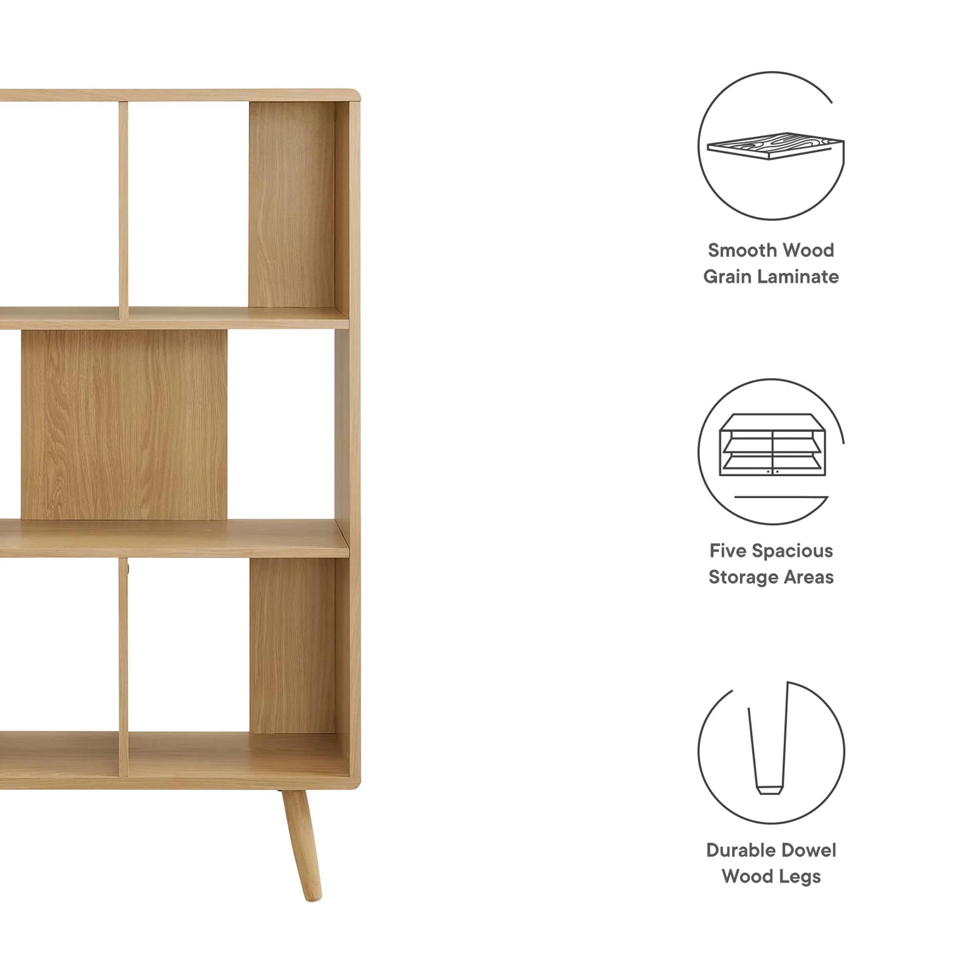 Transmit 5 Shelf Wood Grain Bookcase by Modway - Image 15