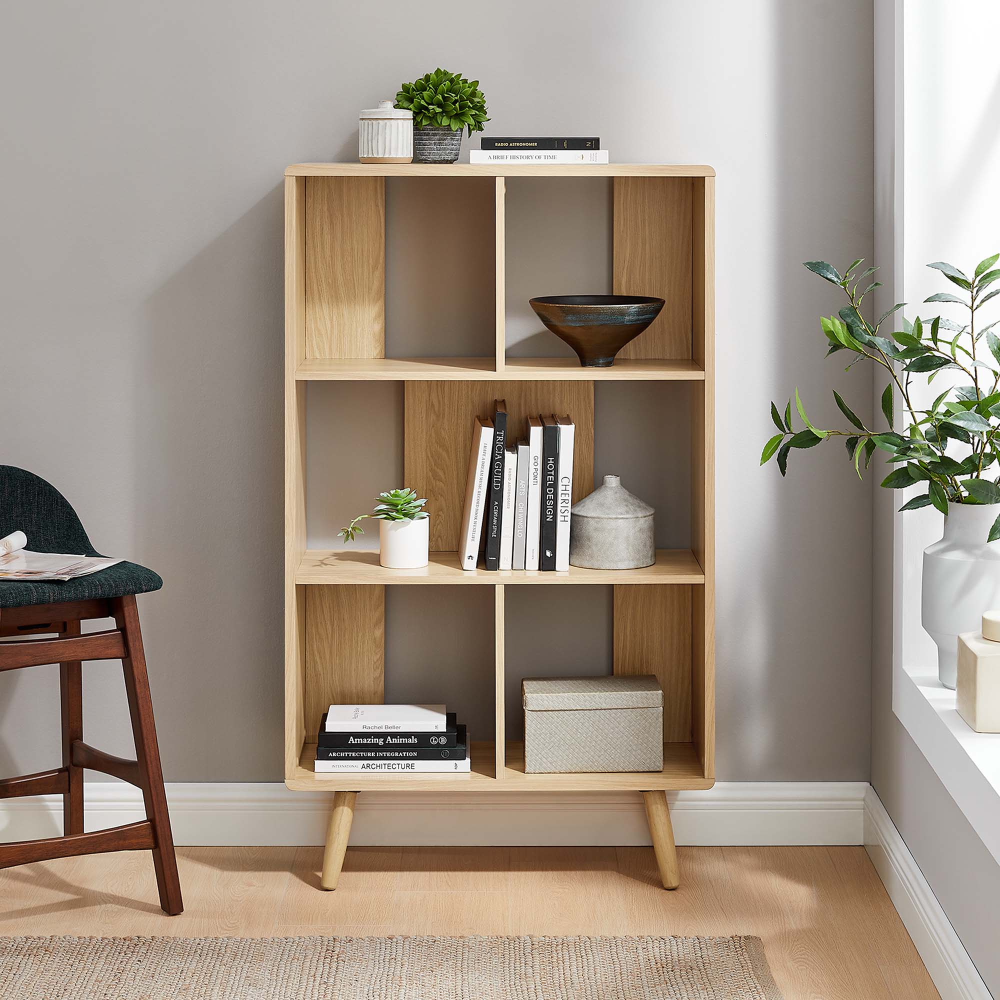 Transmit 5 Shelf Wood Grain Bookcase by Modway - Image 18