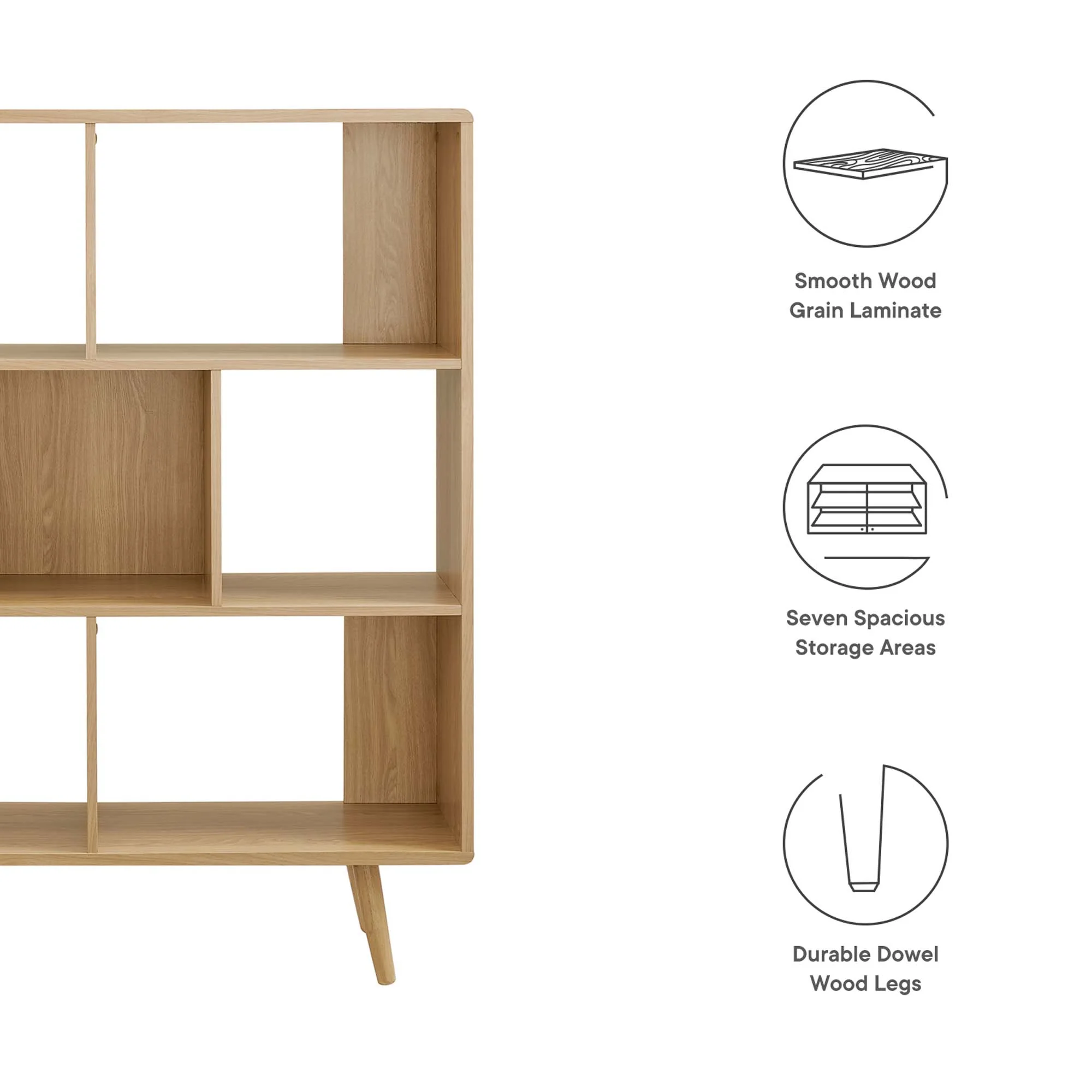 Transmit 7 Shelf Wood Grain Bookcase by Modway - Image 15