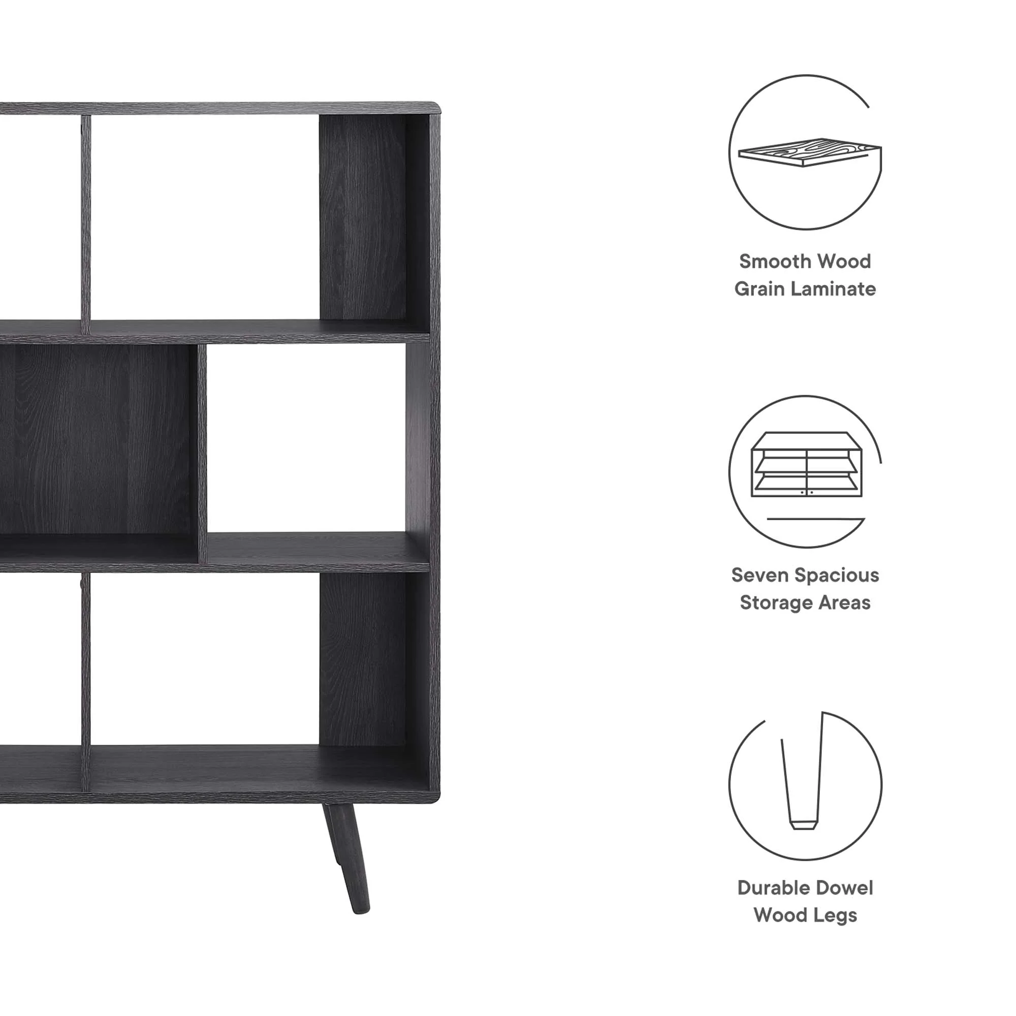 Transmit 7 Shelf Wood Grain Bookcase by Modway - Image 7