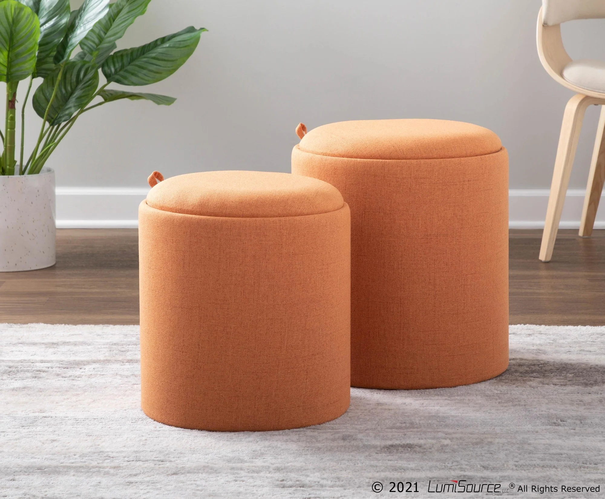 Tray Nesting Ottoman Set Charcoal By LumiSource - Image 15