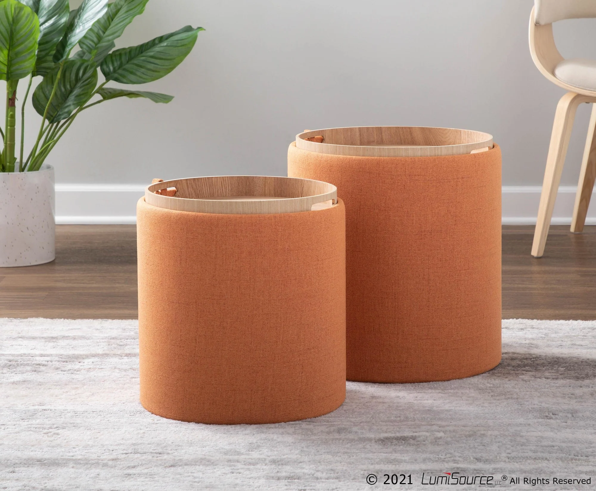 Tray Nesting Ottoman Set Charcoal By LumiSource - Image 16