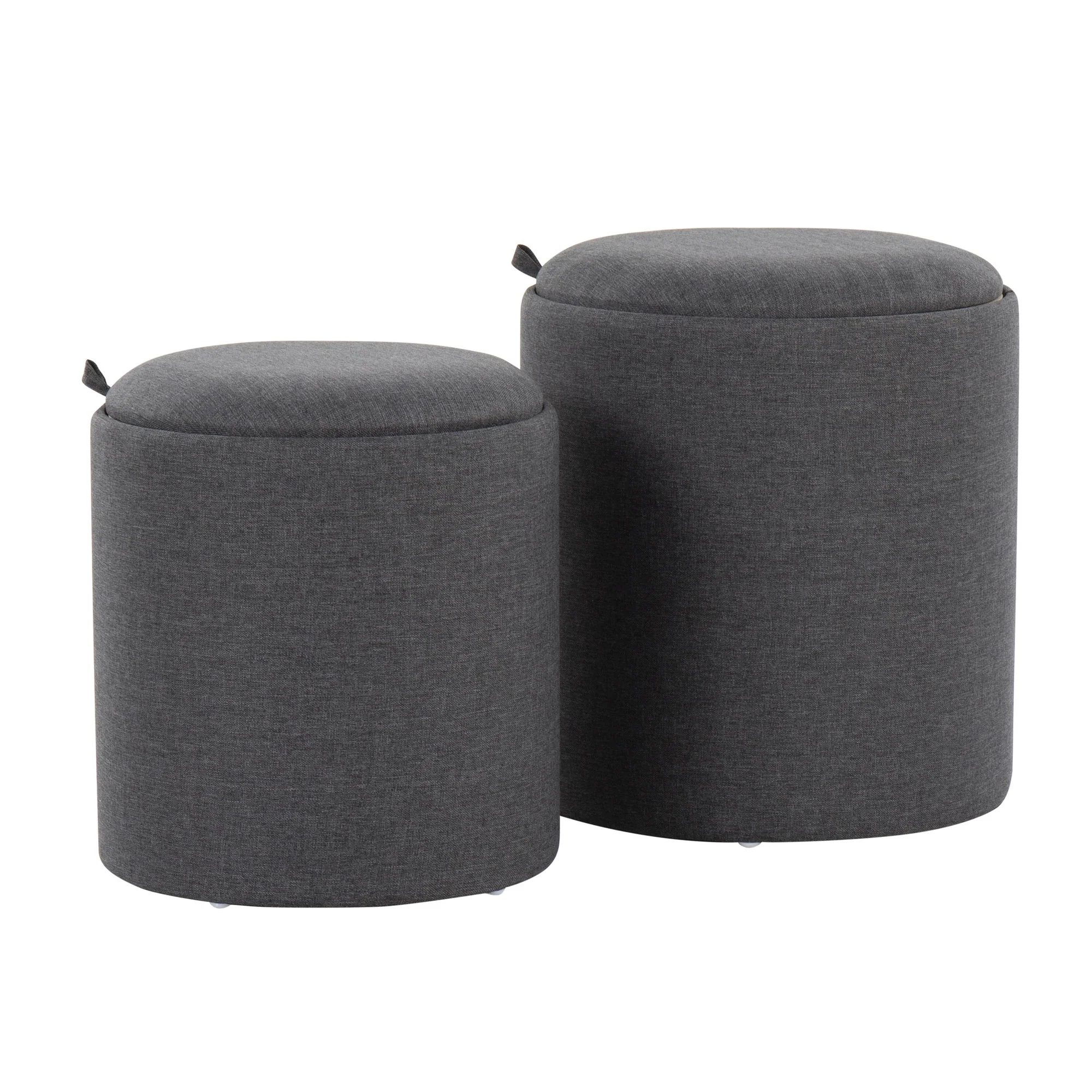 Tray Nesting Ottoman Set Charcoal By LumiSource - Image 3