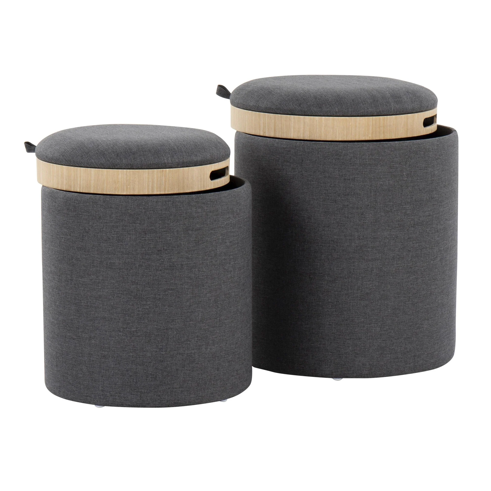 Tray Nesting Ottoman Set Charcoal By LumiSource - Image 5