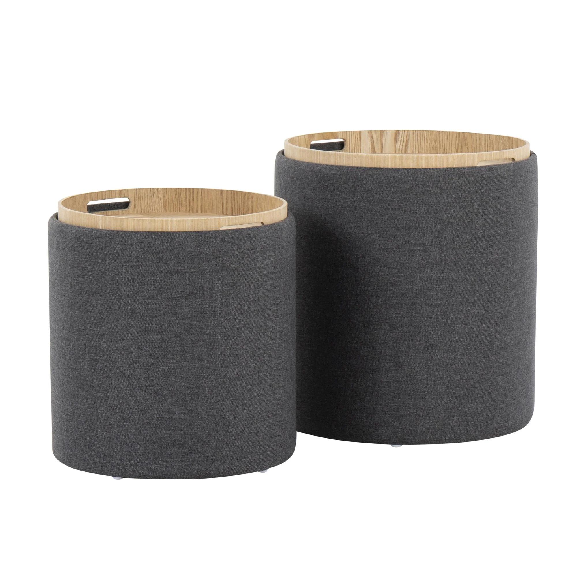 Tray Nesting Ottoman Set Charcoal By LumiSource - Image 6