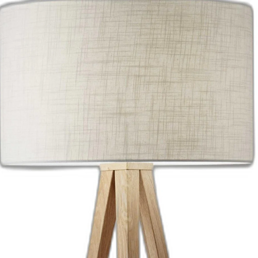 Treble Floor Lamp Three Natural Wood Finish Legs By Homeroots - Image 3