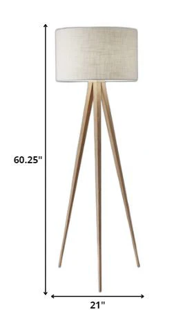 Treble Floor Lamp Three Natural Wood Finish Legs By Homeroots - Image 5