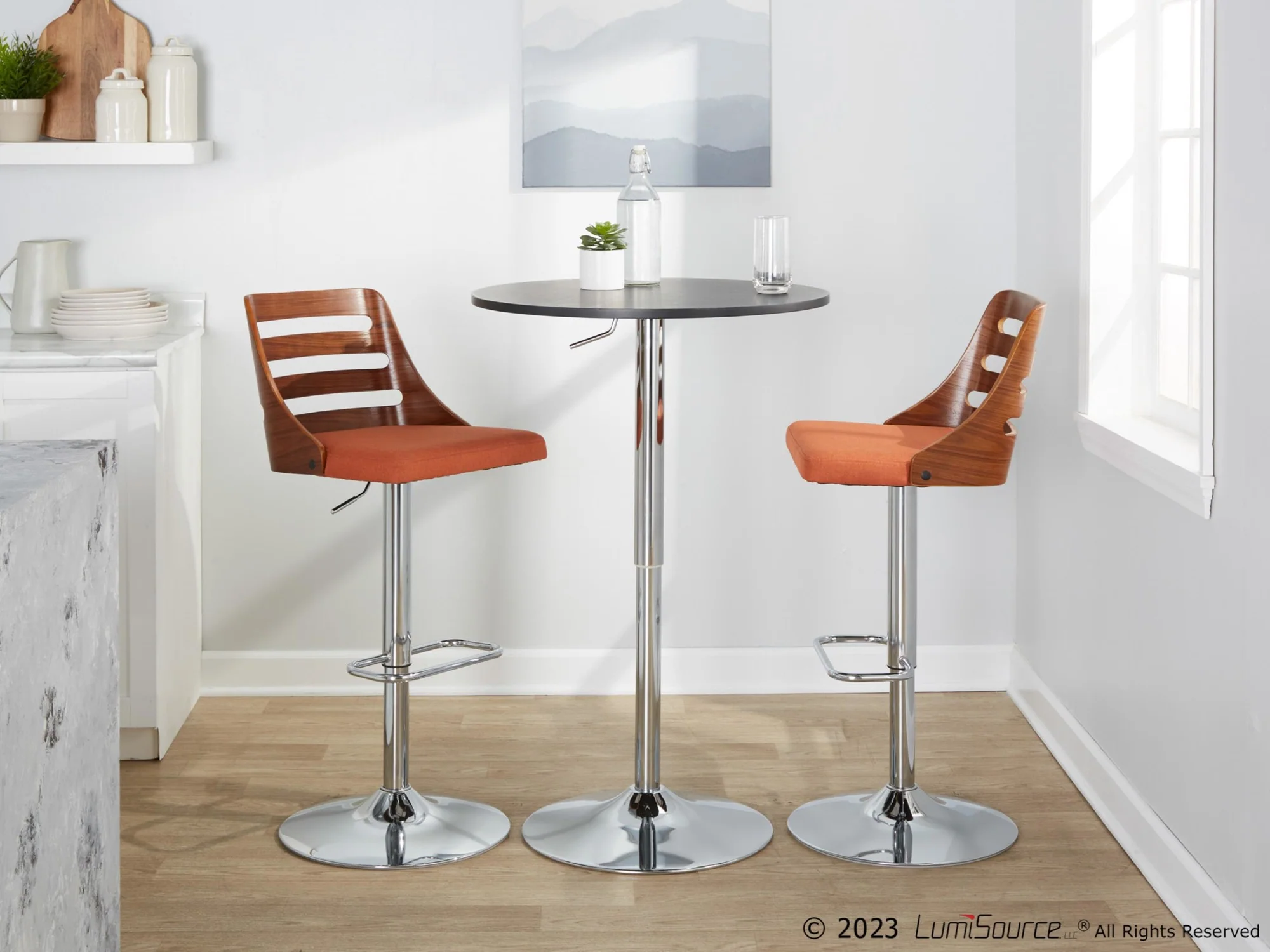 Trevi Adjustable Barstool - Set of 2 By LumiSource - BS-TREVI-RR2 WLO2 - Image 2