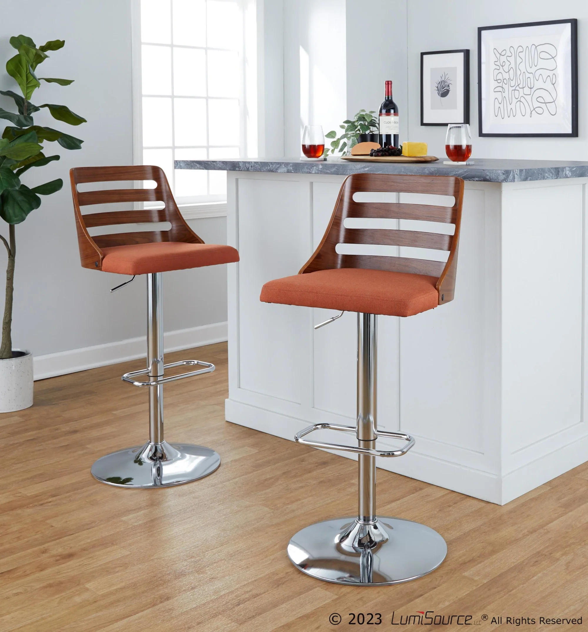 Trevi Adjustable Barstool - Set of 2 By LumiSource - BS-TREVI-RR2 WLO2 - Image 3