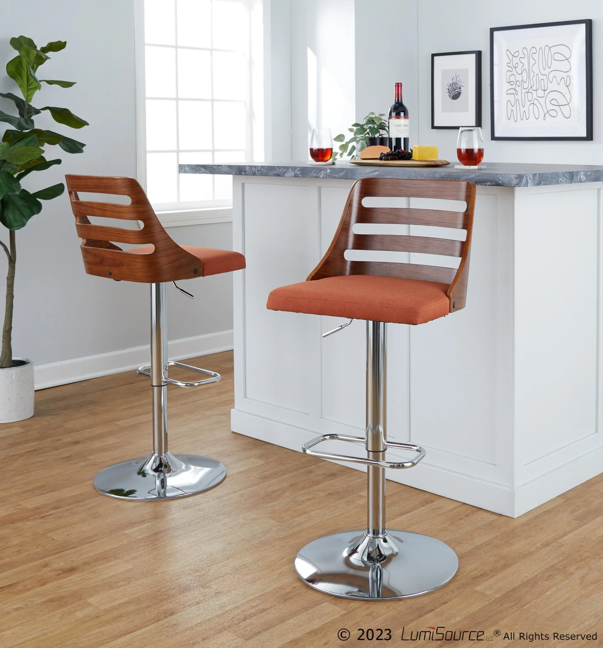 Trevi Adjustable Barstool - Set of 2 By LumiSource - BS-TREVI-RR2 WLO2 - Image 4