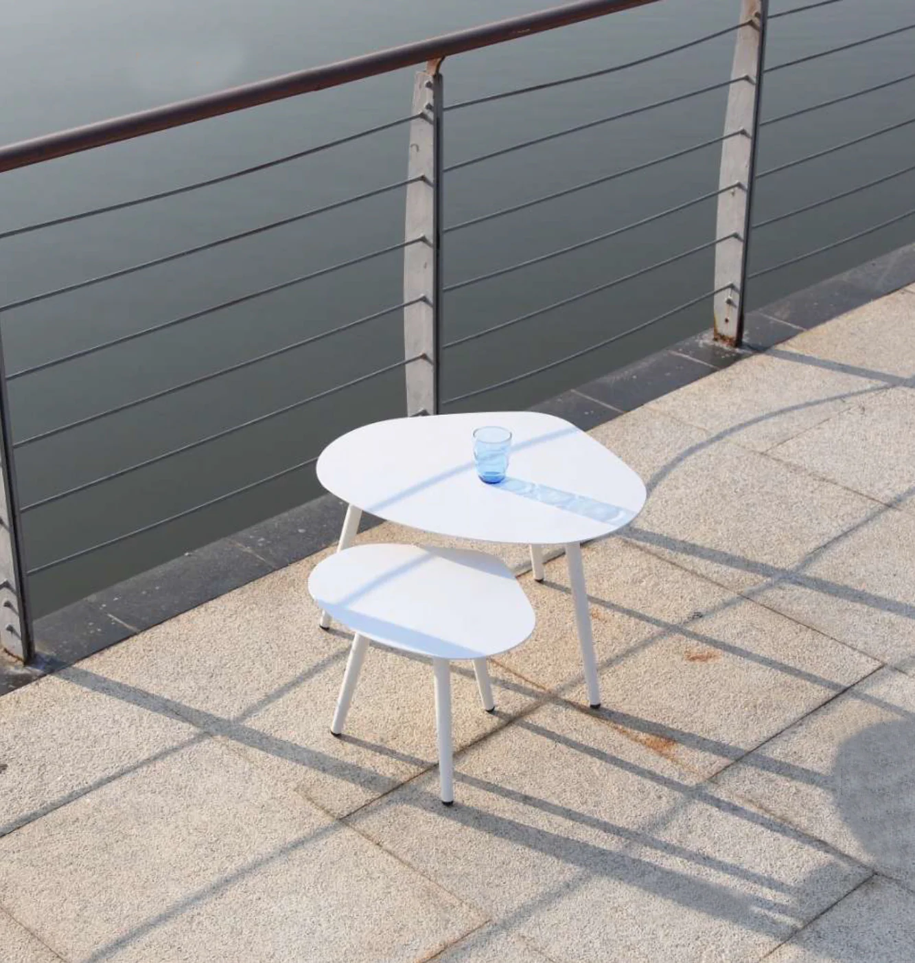 Triad White Aluminum Side Table By Homeroots - Image 4