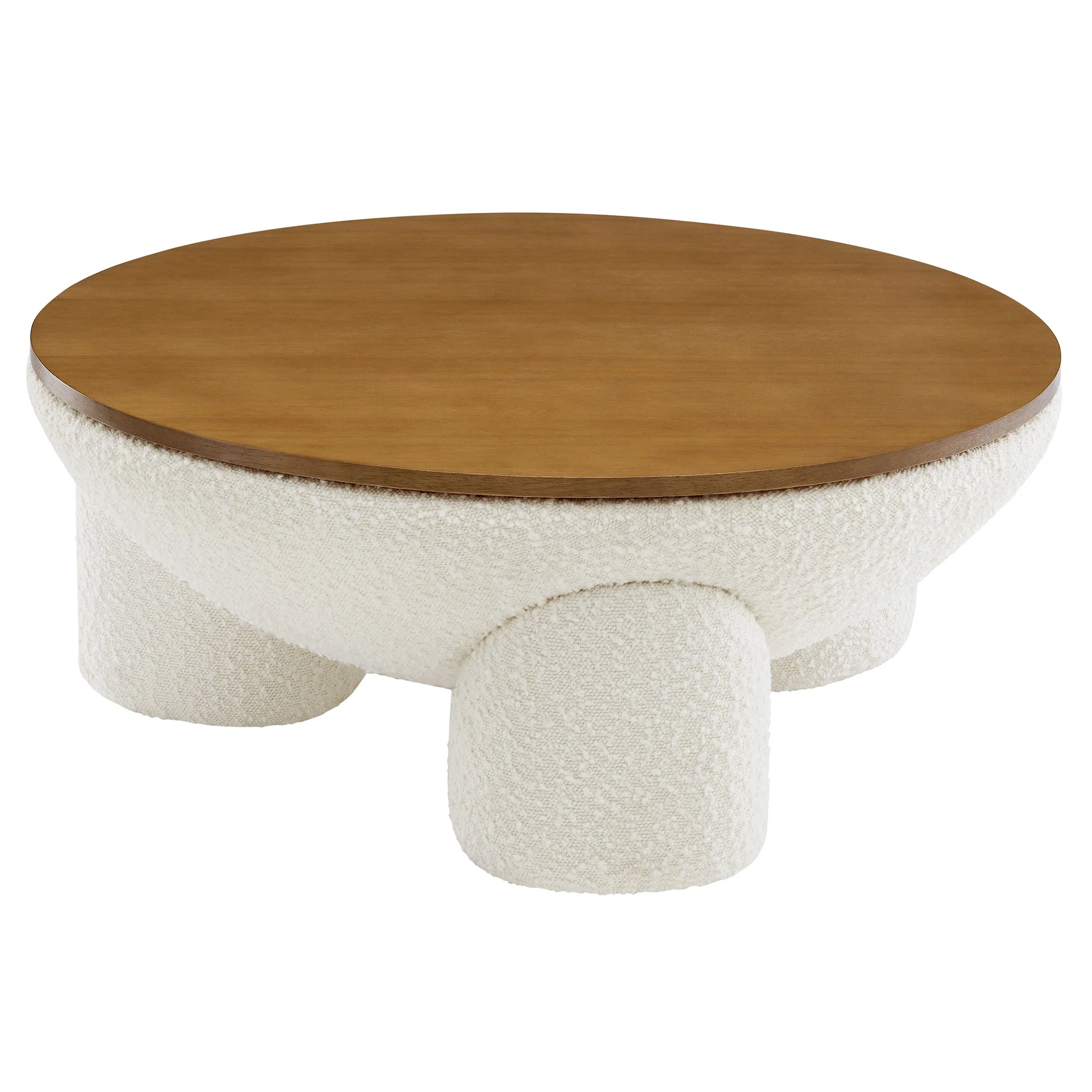 Tridome Round Boucle Upholstered Storage Coffee Table by Modway - Image 2