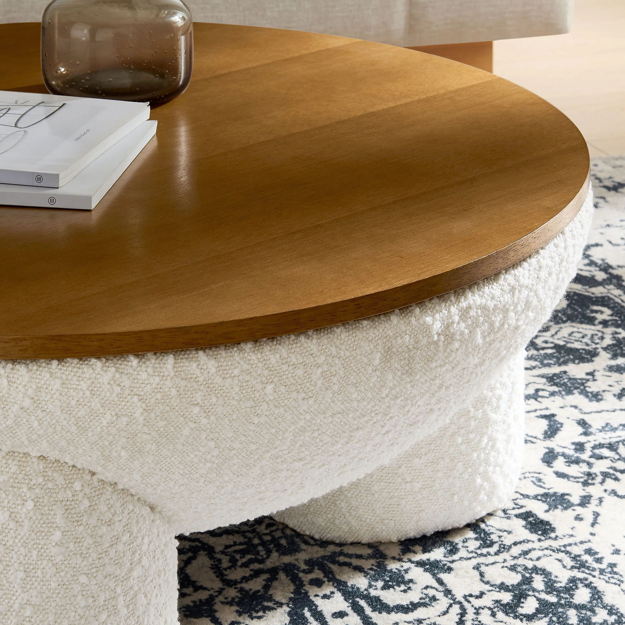 Tridome Round Boucle Upholstered Storage Coffee Table by Modway - Image 6