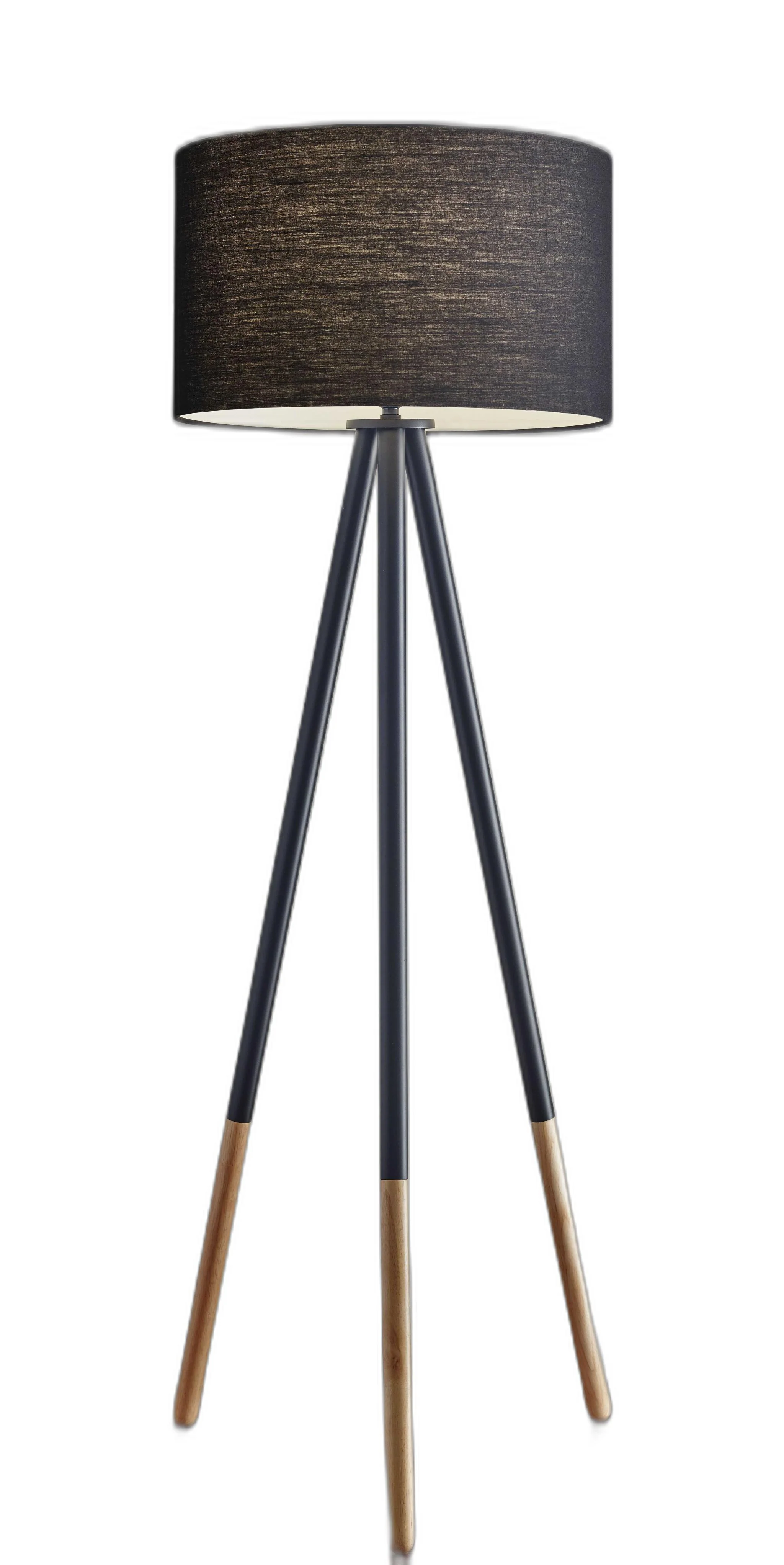 Tripod Floor Lamp Urban Mixed Metal and Wood By Homeroots - Image 2