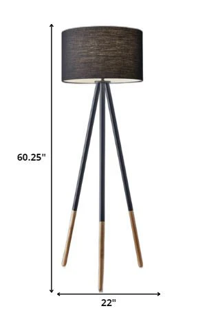 Tripod Floor Lamp Urban Mixed Metal and Wood By Homeroots - Image 5