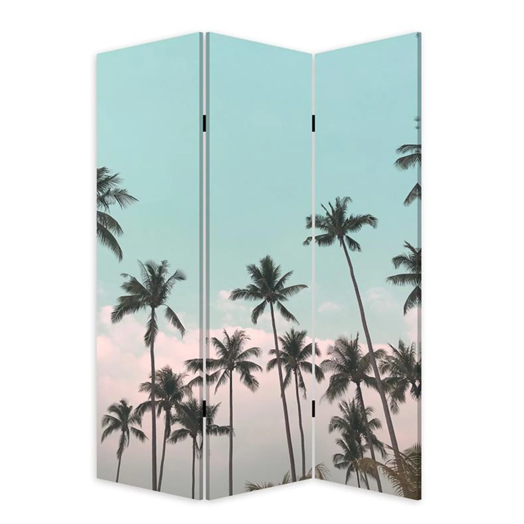 Tropical Palm Trees Room Three Panel Divider Screen By Homeroots - Image 2