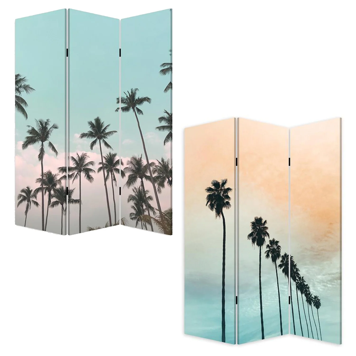 Tropical Palm Trees Room Three Panel Divider Screen By Homeroots - Image 4