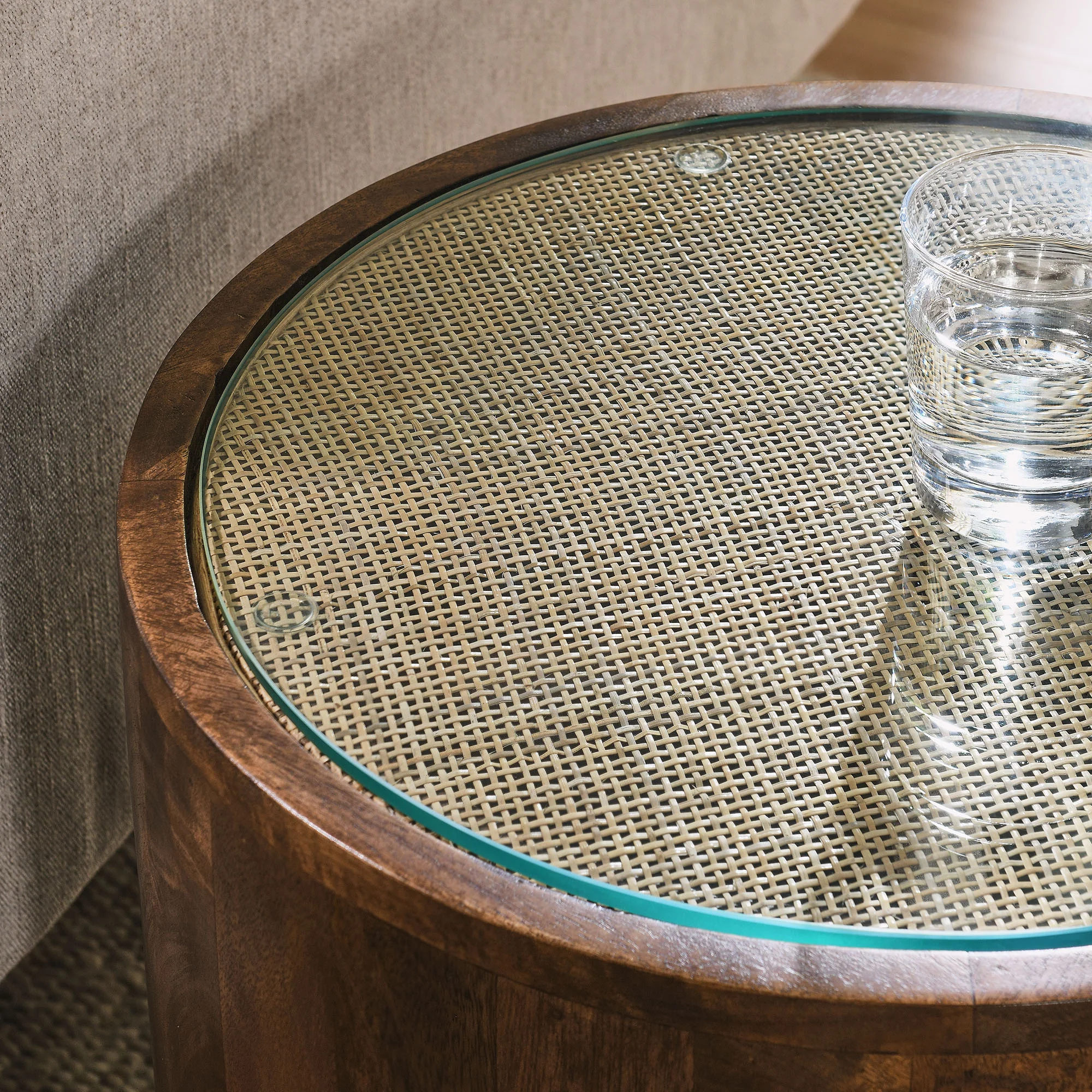 Truett Round Wood Rattan Side Table by Modway - Image 5