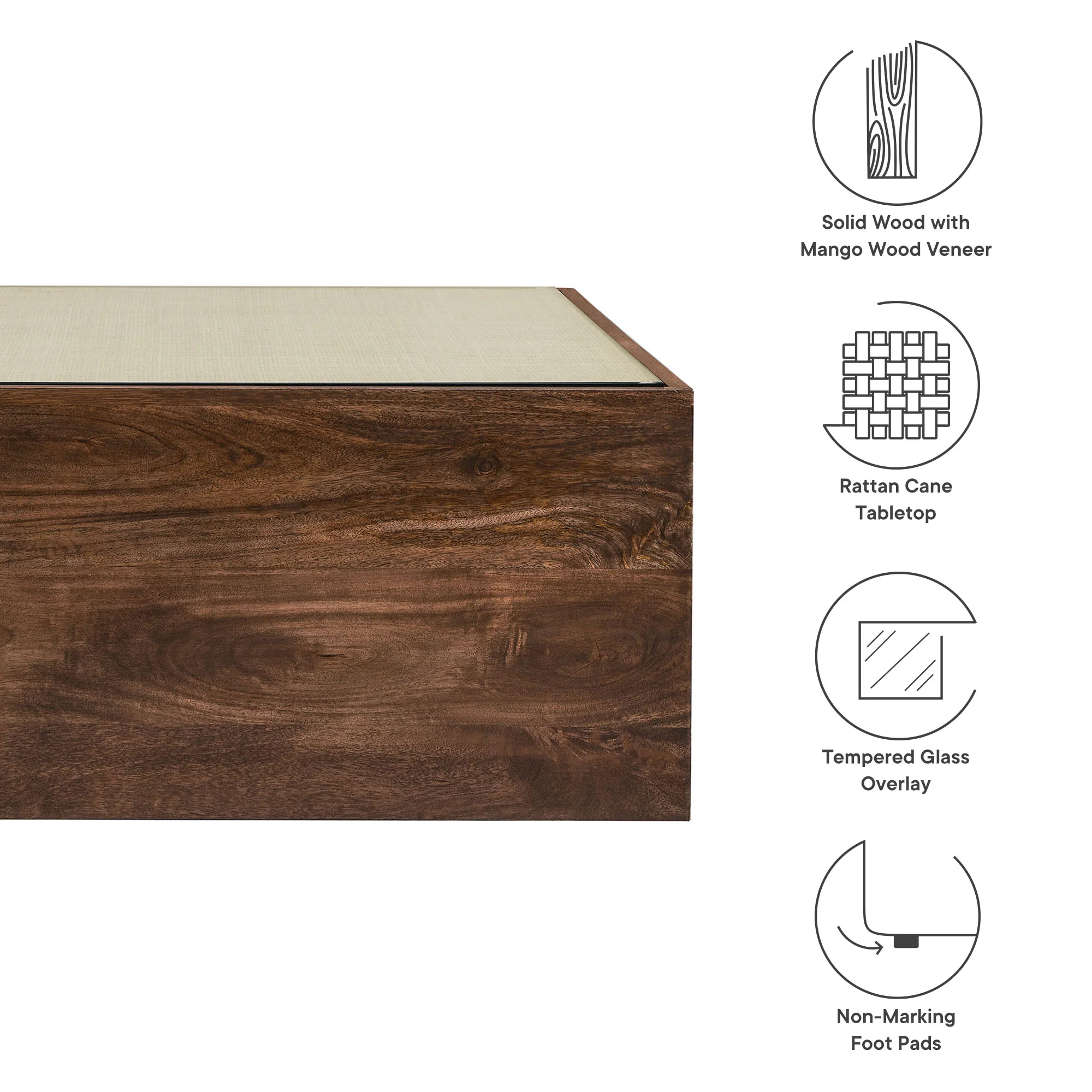 Truett Square Wood Rattan Coffee Table by Modway - Image 7