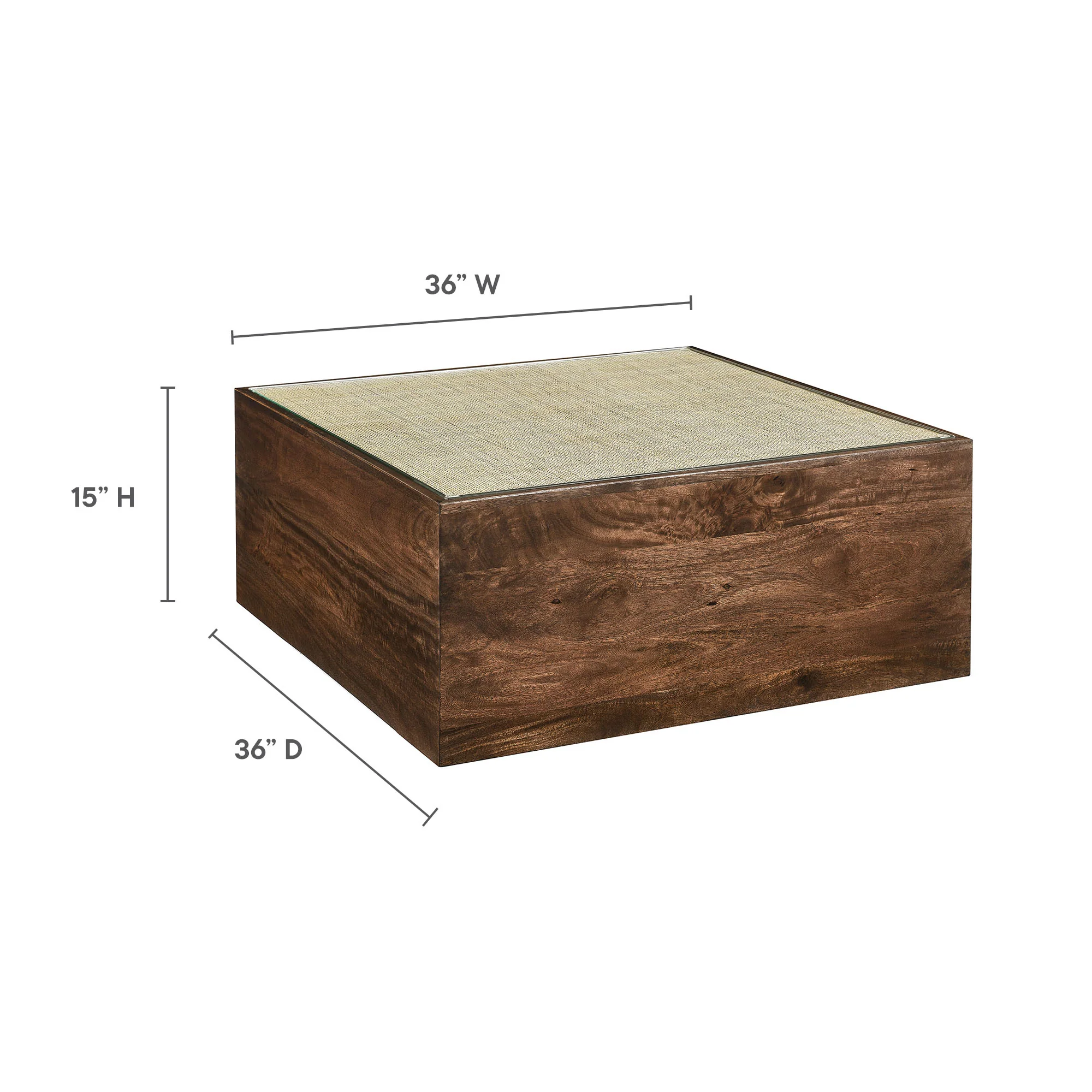 Truett Square Wood Rattan Coffee Table by Modway - Image 8