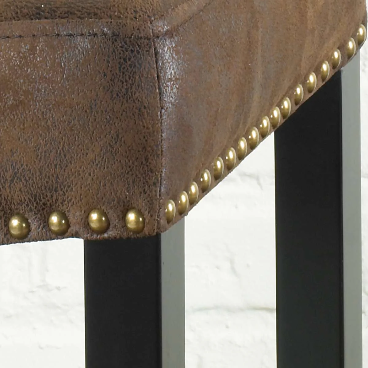 Tudor 26" Backless Stationary Barstool in Wrangler Brown Fabric with Nailhead Accents By Armen Living - Image 3