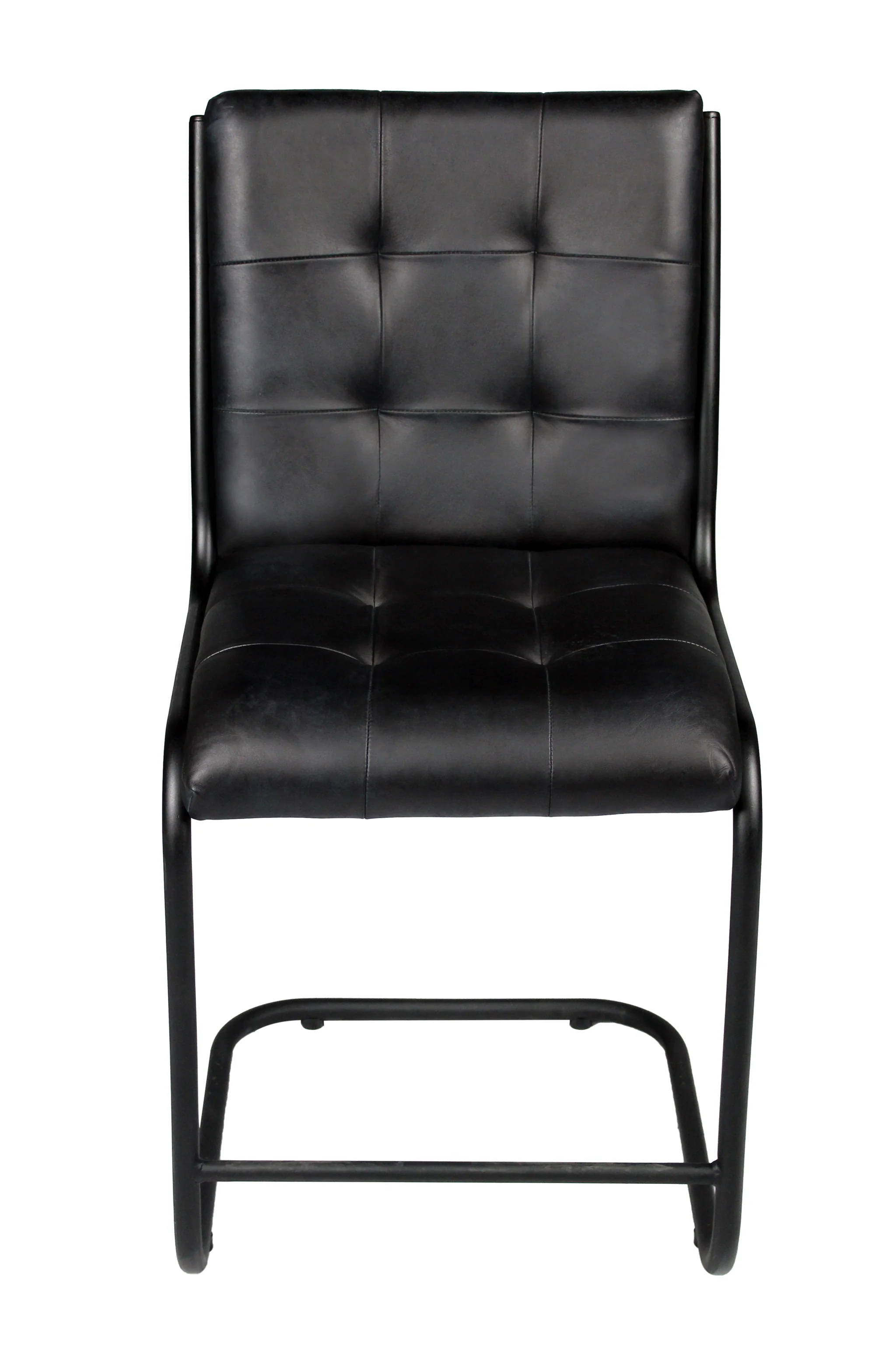 Tufted Black Upholstered Leather Dining Side Chair By Homeroots - Image 2