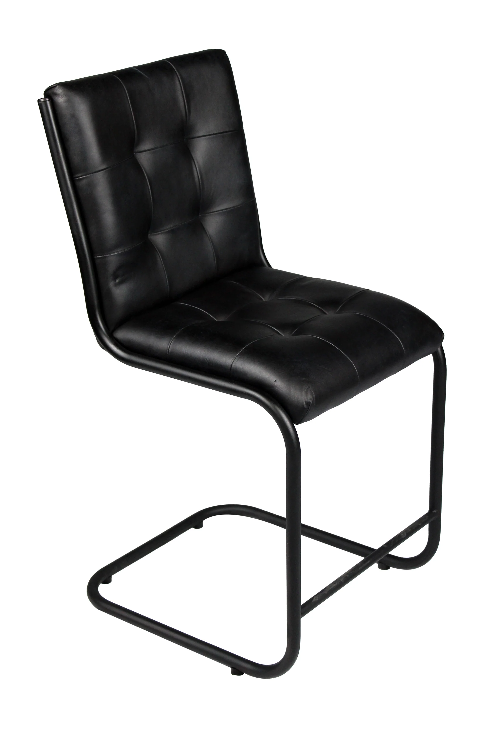 Tufted Black Upholstered Leather Dining Side Chair By Homeroots - Image 3