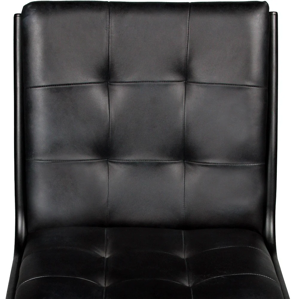 Tufted Black Upholstered Leather Dining Side Chair By Homeroots - Image 4