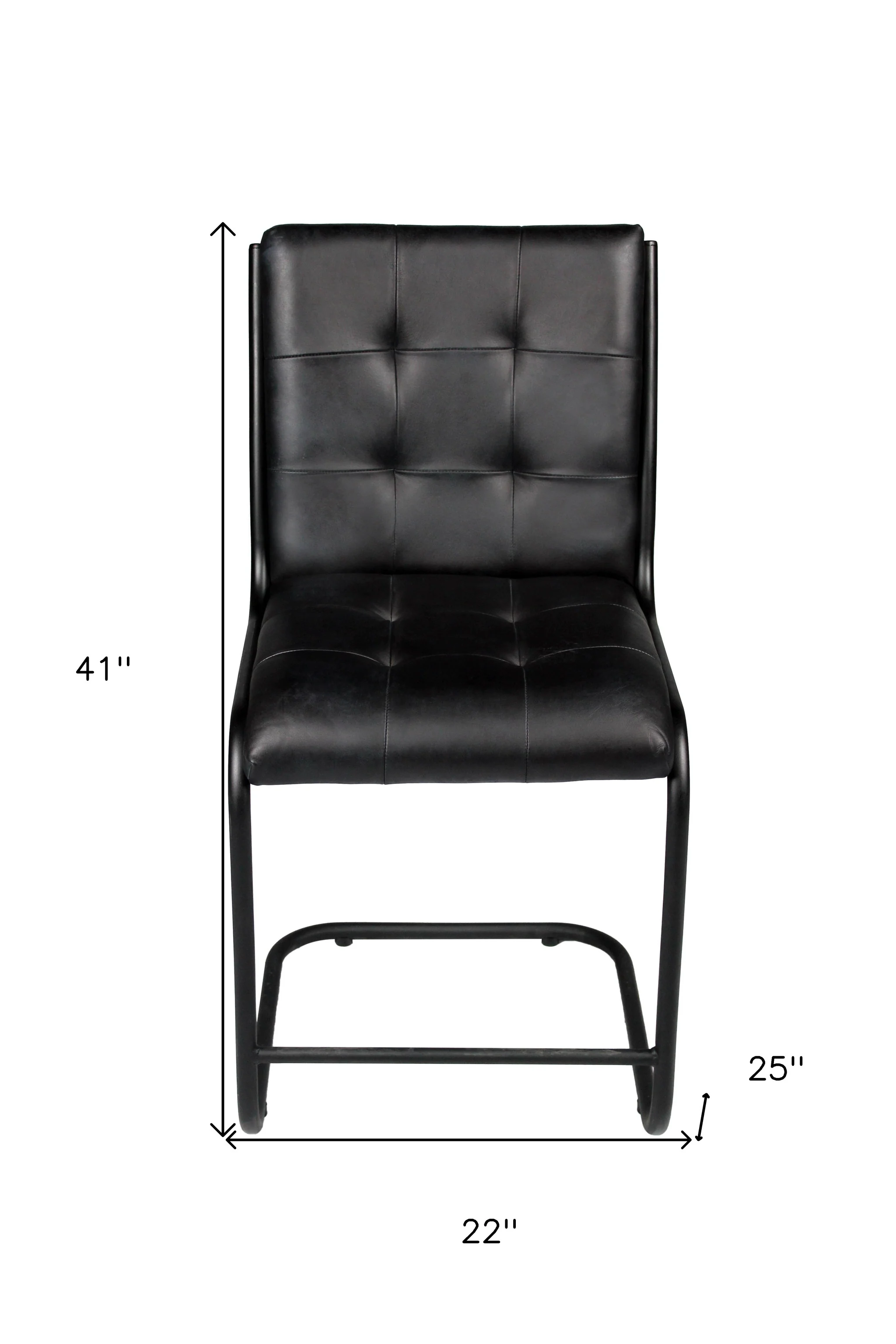 Tufted Black Upholstered Leather Dining Side Chair By Homeroots - Image 5