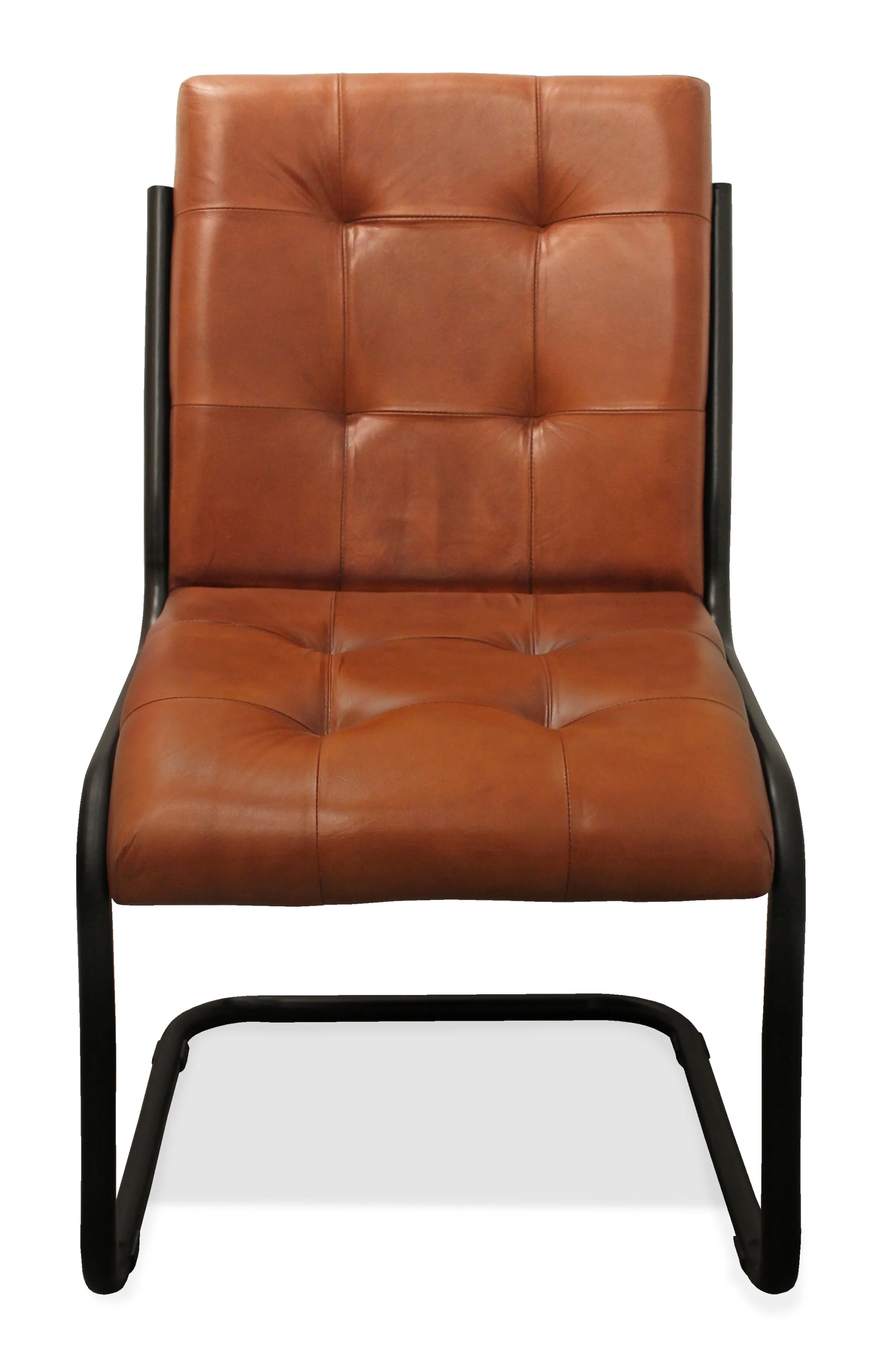 Tufted Cinnamon And Black Upholstered Leather Dining Side Chair By Homeroots - Image 2