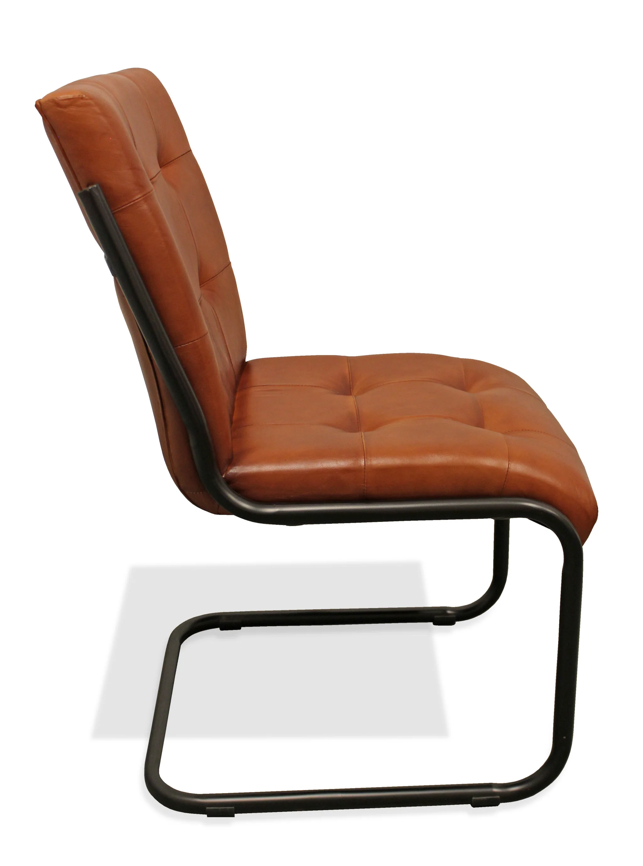 Tufted Cinnamon And Black Upholstered Leather Dining Side Chair By Homeroots - Image 3
