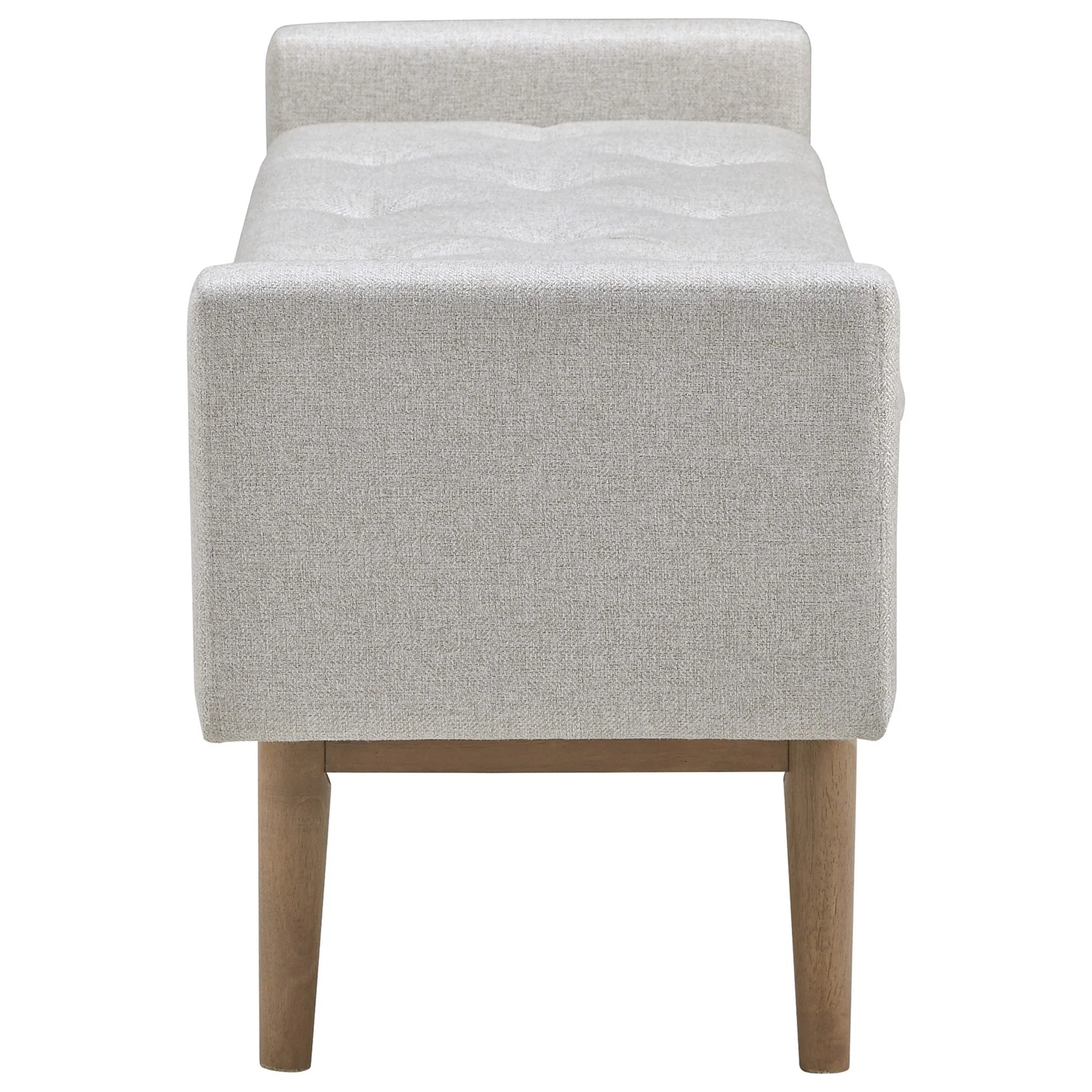 Tufted Fabric Storage Bench With Low Profile Elevated Arms Light Gray By Benzara - Image 3