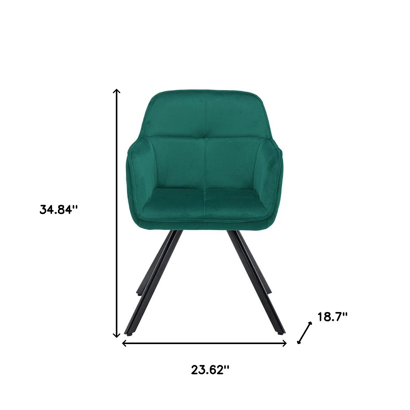 Tufted Green And Black Velvet and Metal Dining Arm Chair By Homeroots - Image 6