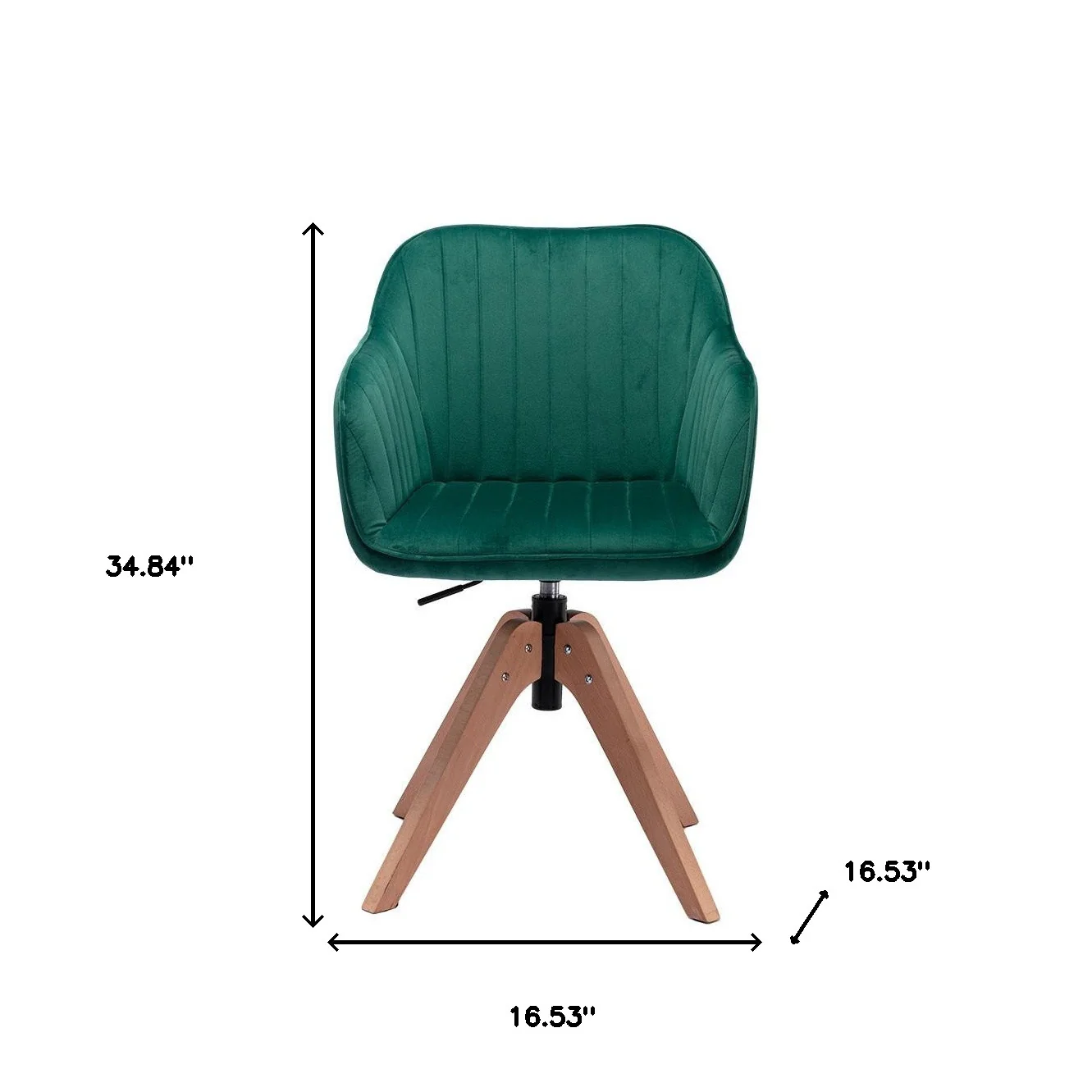 Tufted Green And Natural Velvet and Wood Dining Arm Chair By Homeroots - Image 4