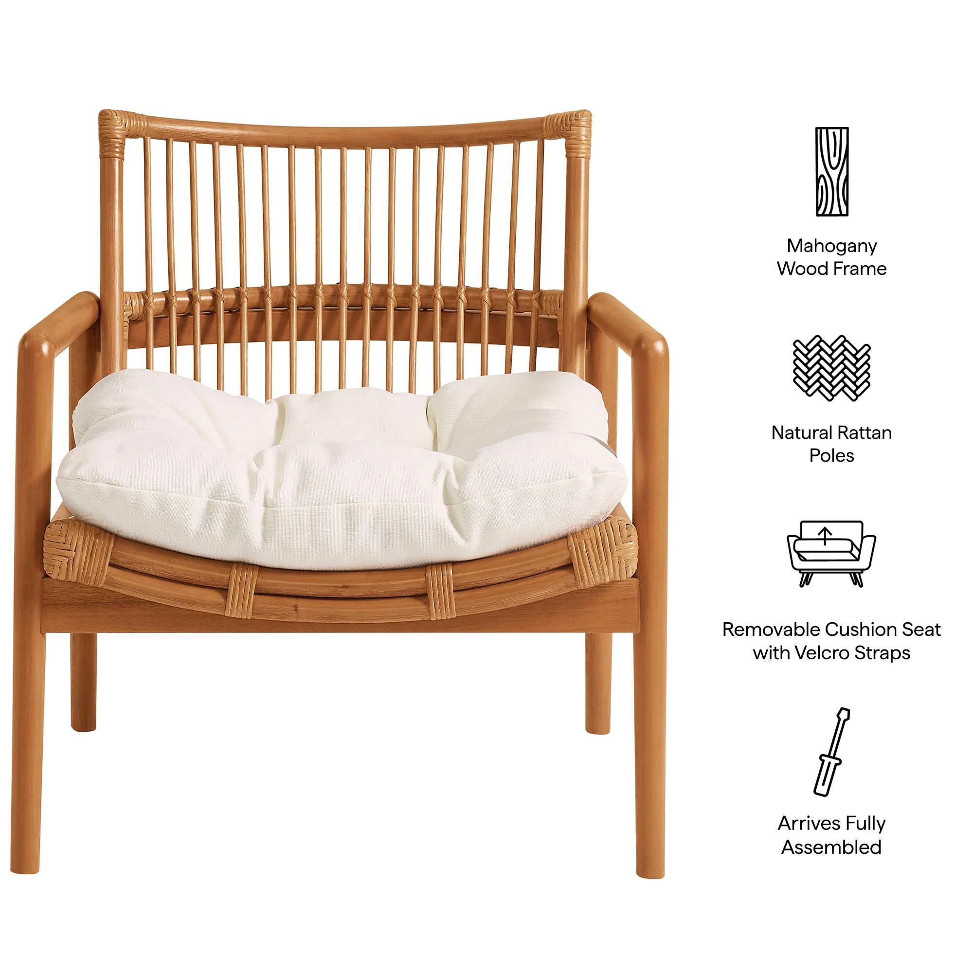 Tula Wood Rattan Lounge Chair by Modway - Image 12