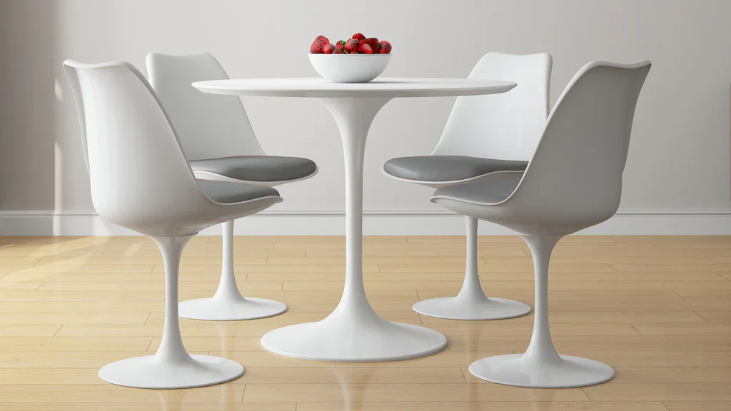 Tulip 36" Fiberglass Dining Table & Chairs 5Pc Set By Modholic - Image 2