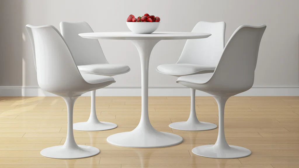 Tulip 36" Fiberglass Dining Table & Chairs 5Pc Set By Modholic - Image 3