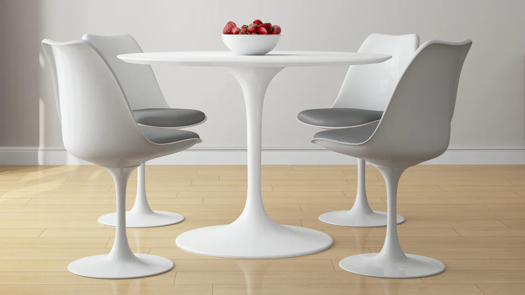 Tulip 42" Fiberglass Dining Table & Chairs 5Pc Set By Modholic - Image 2