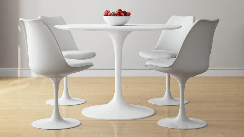 Tulip 42" Fiberglass Dining Table & Chairs 5Pc Set By Modholic - Image 3