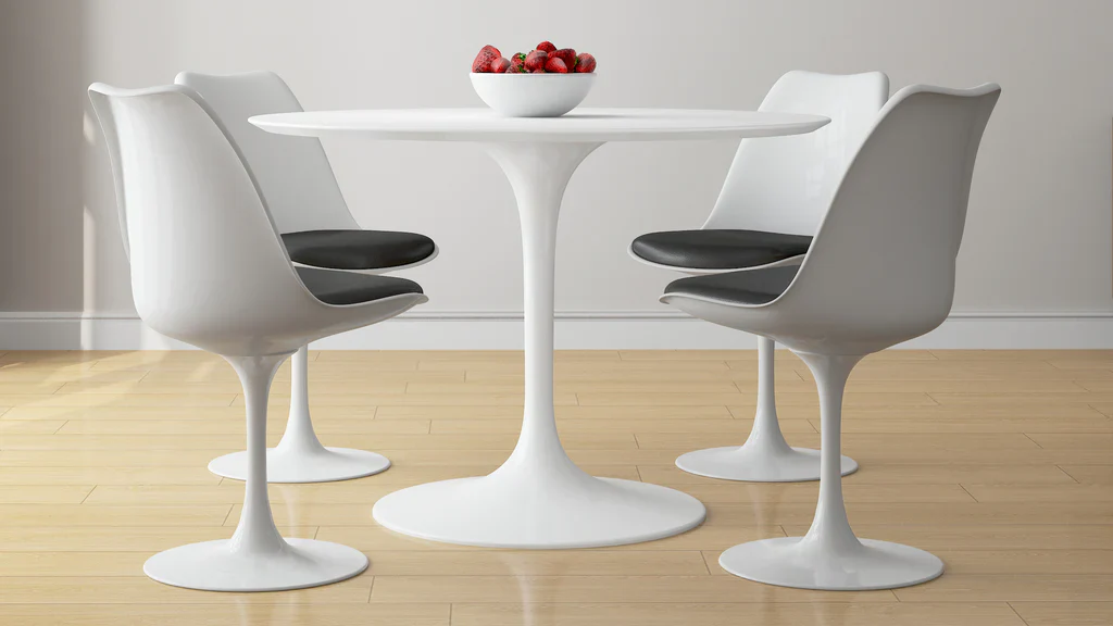 Tulip 42" Fiberglass Dining Table & Chairs 5Pc Set By Modholic - Image 4