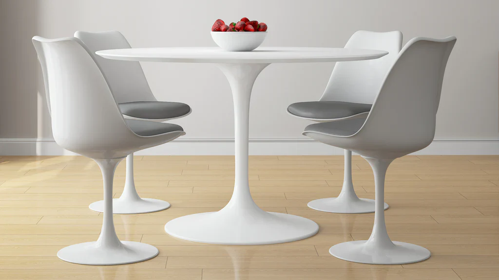 Tulip 48" Fiberglass Dining Table & Chairs 5Pc Set By Modholic - Image 2