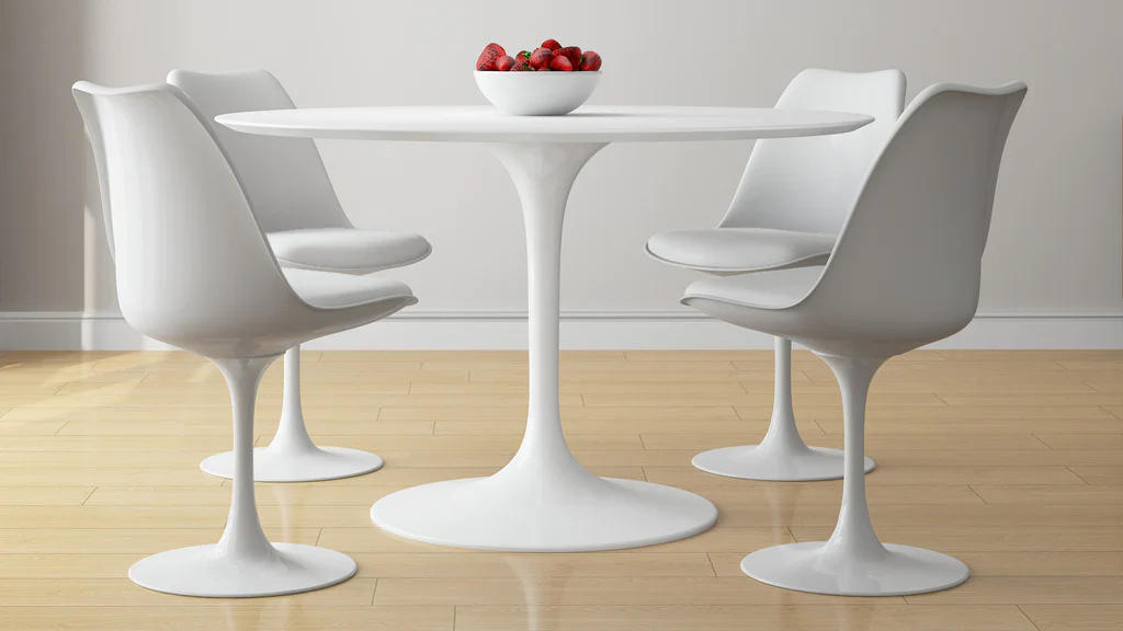 Tulip 48" Fiberglass Dining Table & Chairs 5Pc Set By Modholic - Image 3