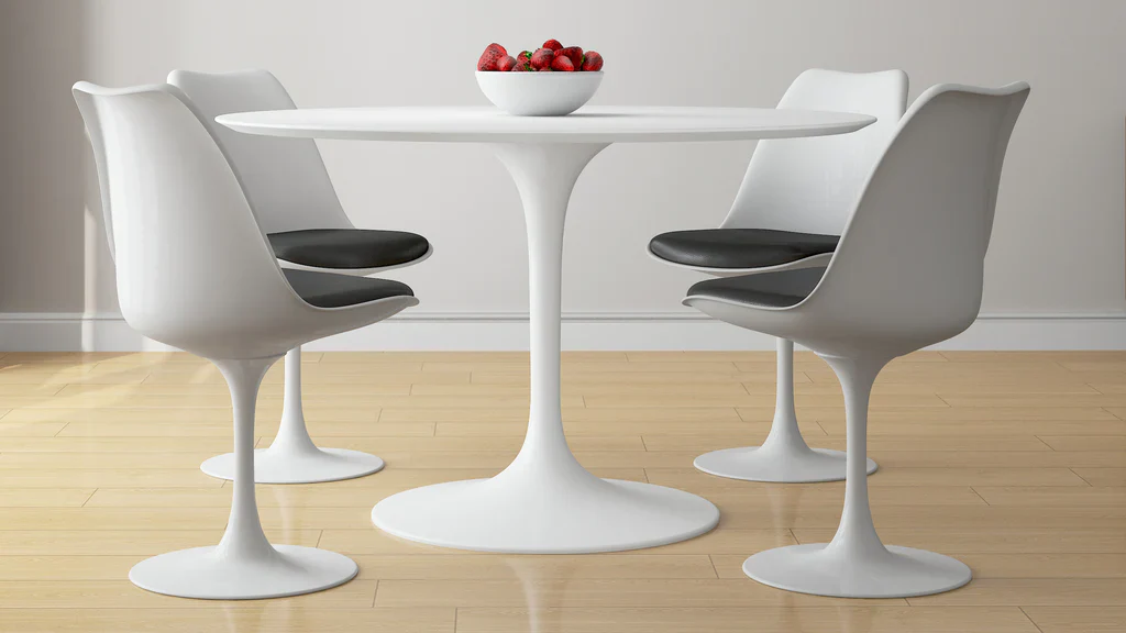 Tulip 48" Fiberglass Dining Table & Chairs 5Pc Set By Modholic - Image 4